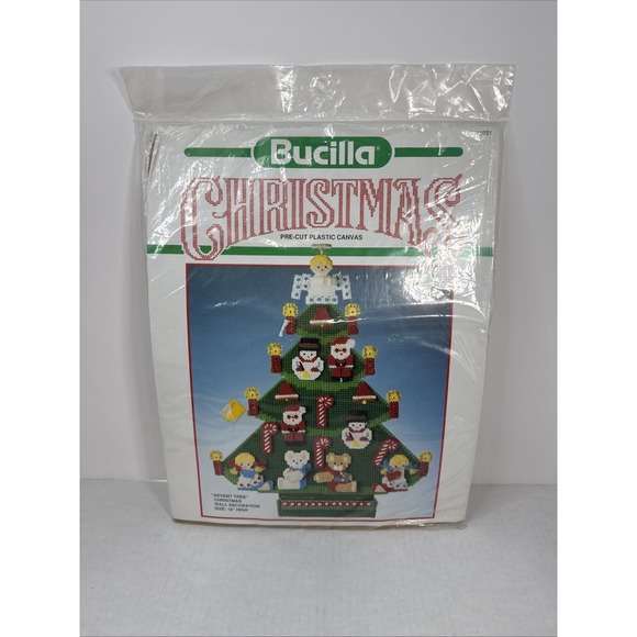 Bucilla Other - Bucilla Vintage Advent Tree Christmas Wall Decoration Pre Cut Plastic Canvas Kit
